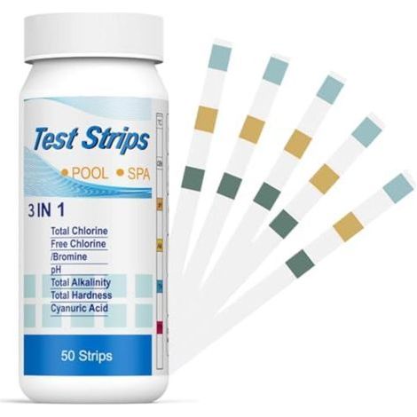 100 Bandelette Piscine,Bandelettes Test,3 en 1 Pour Piscine - Chlore et pH - Bandelettes de Test 3 en 1 Pour Spa,Testeur Chimique Précis,pH et Chlore Résiduel CI - Papier Test de Dureté L'Eau (1/5)