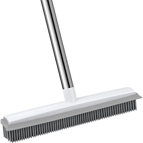 Balai Sol avec Manche Long 130 cm, Balai Caoutchouc avec Raclette à Eau, Élimine Les Poils de Chien et Chat pour Tapis, Parquet, Carrelage et Fenêtres (1/5)