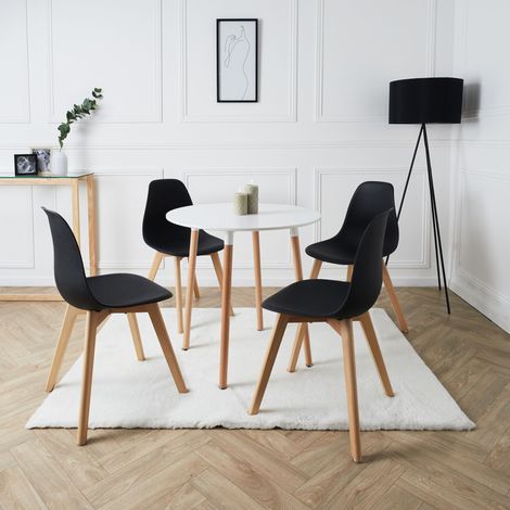 Table de Repas - HOME DECO FACTORY - Ronde - Bicolore - Blanc (1/9)