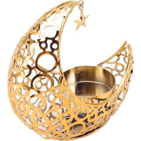 Romantischer Mond-Kerzenhalter, Hohleisen, Kerzenhalter für Hochzeiten, Weihnachtsdekorationen, Ess- und Couchtisch, Gold (1/5)