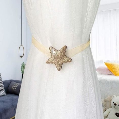 Mokinga Embrasse Rideau Aimantee, Boucle De Rideau Aimant Acrylique De Style étoile 4 Pièces, Pas Besoin dInstaller des Sangles De R (1/4)