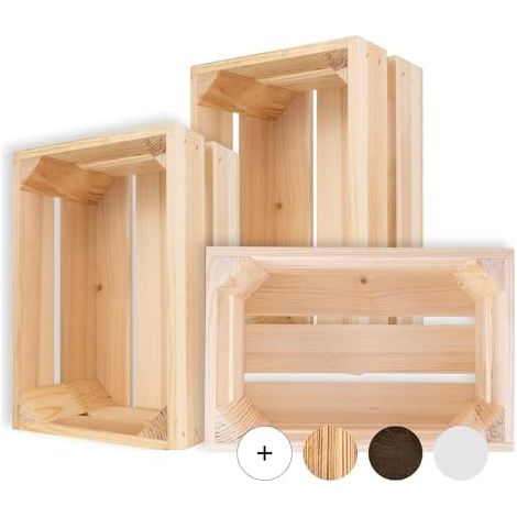Caisse de Rangement Vintage en Bois Naturel - 50 x 40 x 30 cm (1/5)