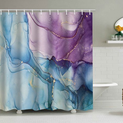 Duschvorhang mit Marmormuster (200 x 230 cm), bedruckter, wasserdichter Stoffduschvorhang, Duschvorhang aus Polyester mit geometrischem Muster, inklusive 12 Haken.