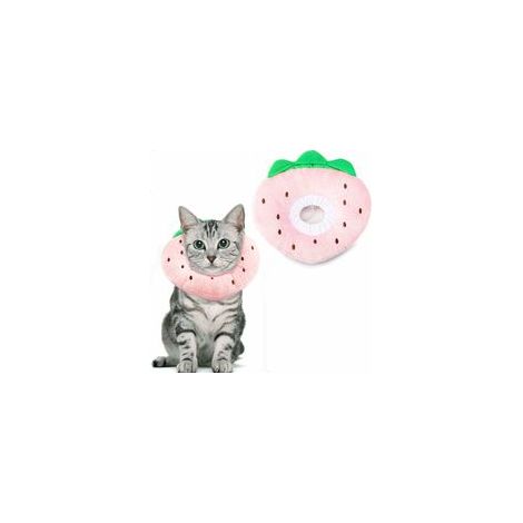 Collerette post‑opératoire réglable anti‑morsure pour chat et chien, motif fraise, taille S – (1/5)