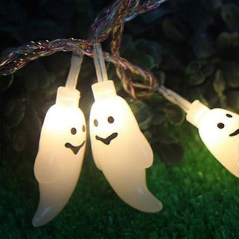 Guirlande lumineuse fantôme LED pour décoration fête Halloween, suspension spectrale effrayante, éclairage intérieur extérieur, accessoire ambiance terrifiante (1/4)