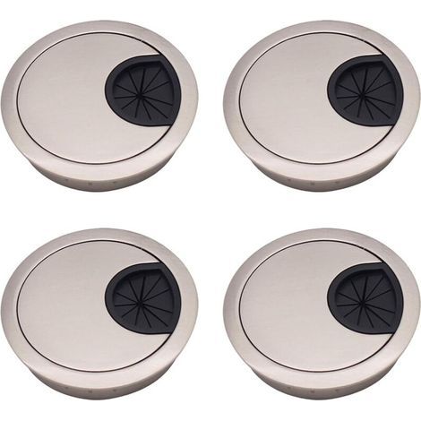 4pcs Passe Câble Couvercle, 60mm Alliage de Zinc Câbles Ronds Encastrables，Trou De Passe Câble Couvercle, Couvercle du Trou de Câble pour Bureaux Bureaux et Plans de Travail Argent brossé,de DEBUNS