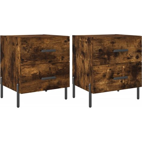 Maison Exclusive - Mesita noche 2 uds madera ingeniería roble ahu