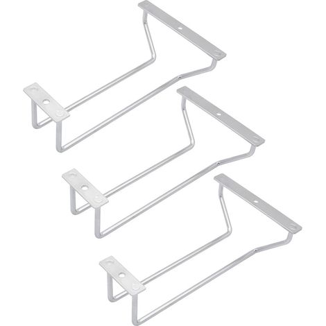 Lot de 3 porte-verres à vin de 17,8 cm, porte-verres à pied en acier inoxydable pour armoire, cuisine, bar (1 rangée) (1/5)