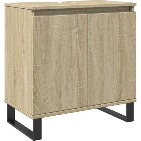 Armoire de bain moderne avec grand espace de rangement 58 x 33 x 60 cm en bois d'ingénierie chêne sonoma (1/5)