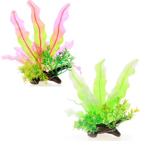 2 pièces décoration végétale artificielle, algues artificielles pour aquarium, dimensions 22 x 17 cm, matériaux PE + PVC (1/5)