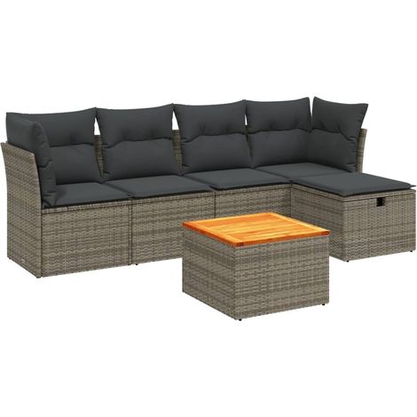vidaXL Set Divano da Giardino 6 pz con Cuscini Grigio in (1/4)