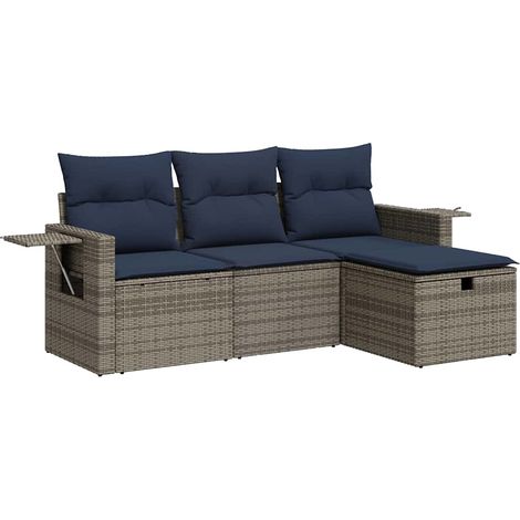 Maison Exclusive - 4-tlg. Garten-Sofagarnitur mit Kissen Grau Pol