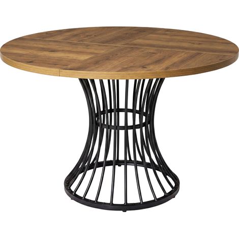 Levede Round Dining Table for 4-6 People 30mm MDF Metal Base Kitchen Brown (1/5)