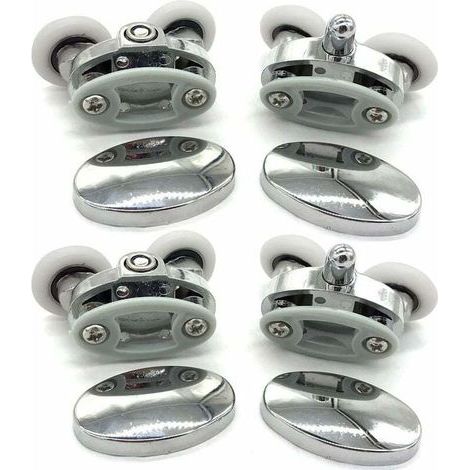 Set mit 4 Duschkabinenrollen - Zwei Räder - Oval - Schmetterlingsform (23 mm) (1/5)