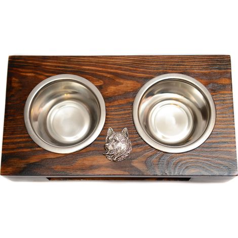 Alaskan Malamute - supporto in legno con ciotole per cani, ciotole in acciaio per cani, regalo per l'adozione di un cane di Art-Dog (1/5)