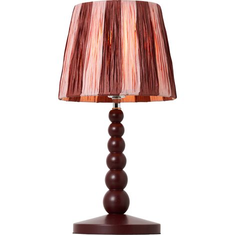 Litecraft Dolly Wooden Bobble Table Lamp with Raffia Paper Shade - Pink, Red (1/5)