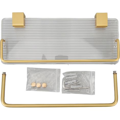 Étagère flottante en aluminium acrylique avec barre porte-serviettes, porte-serviettes mural pour salle de bain, 30 cm (1/5)