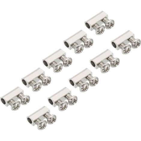 10x4x5mm Fil Corde Clips, 10 Pcs Acier Câble Pinces 3mm Double Trous Fil Serrure Corde Raccords Clip avec M3x0.5 Vis pour Câble (1/4)
