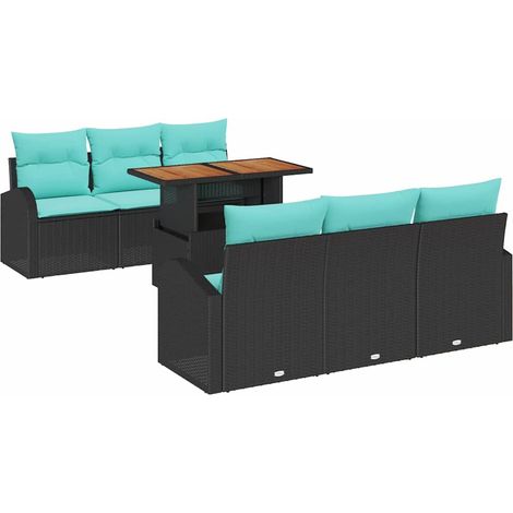 Garden Sofa Set with Storage 7 pcs Black Poly rattan vidaXL (1/5)