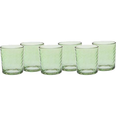 Bicchieri retro verdi Eleganti per Stile e Raffinatezza in Vetro 26 cl Set di 6 in casa per Ogni Tavola e Occasione bar hotel ristorante