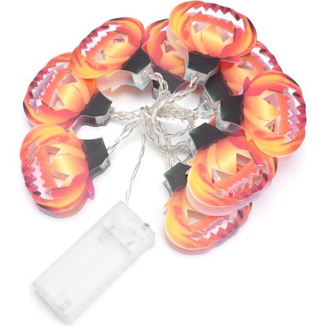 10LED Citrouille Creuse Guirlande Lumineuse Intérieur Extérieur Fête Halloween Déco Chaude (1/5)
