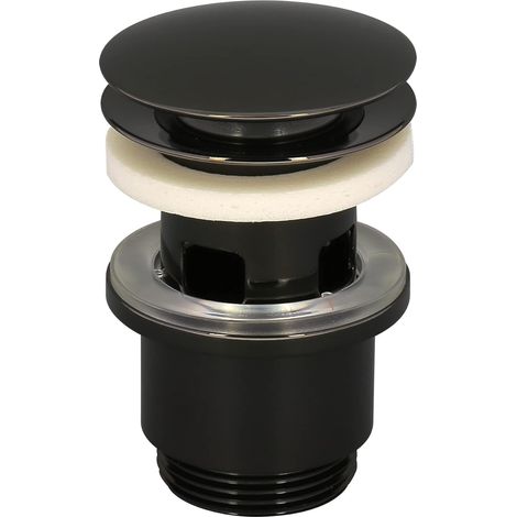 1 - Bonde De Lavabo - Système Clic-Clac - Avec Trop Plein - Finition Canon De Fusil - Pour Salle De Bain - Gris - 6,3x1,6 Cm