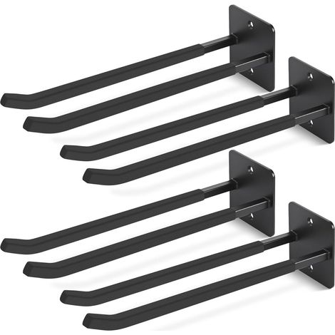 Crochets de garage extra-larges de 14 pouces – Lot de 4 organisateurs muraux robustes pour garage – Crochets de rangement utilitaires longs pour suspendre pneus, chaises, échelles, outils de jardin.