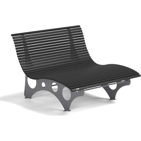 HOME DELUXE Wellenliege NIRA Anthrazit - 148 cm Wellenliege, WPC Liege Garten, Sonnenliege