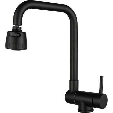 -Mitigeur Cuisine Rabattable,robinet Cuisine Rabattable Sous Fenetre Avec 2 Jets, acier inoxydable 304 Robinet Évier Pivotant à 360° (noir) (1/4)