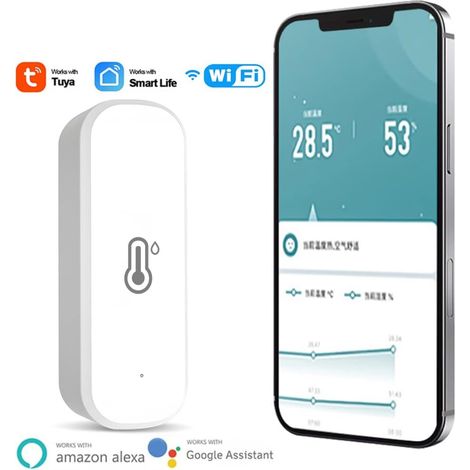 Termometro igrometro WiFi, 4 confezioni di sensori di temperatura e umidità intelligenti Tuya WiFi, monitor intelligente della temperatura ambiente per bambini, casa, giardino, ufficio 70 x 24 x 19 mm (1/4)