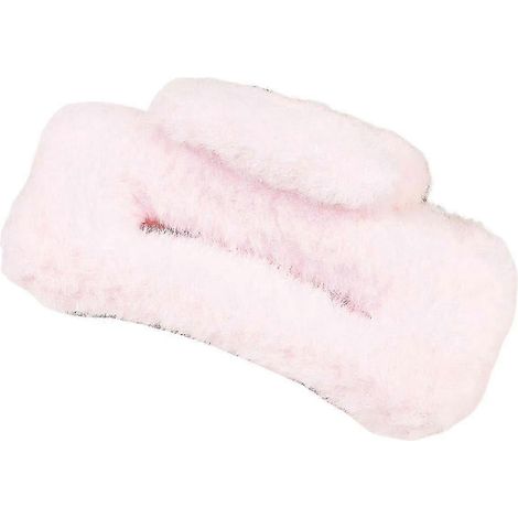 Pince à cheveux rectangulaire douce et moelleuse pour femme, grande taille, design antidérapant, accessoire de coiffure.-Pink (1/5)