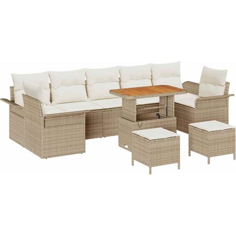 Maison Exclusive - Gartensofa-set mit Kissen 10 pcs Beige Poly-Ra
