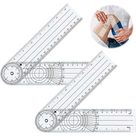Goniometre Kiné, 2Pcs Professionnel 360 Degré Multi-Règle Angle 14 Pouces Colonne Vertébrale Médicale Règle Angle Règle Pour Outil De Mesure Plastique (1/4)