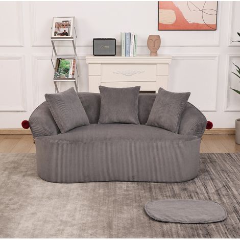 Sofá curvo de 2 plazas 163x93x68 cm de pana gris oscuro para salón - CHICFURN (1/5)