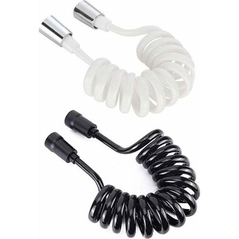 Tuyau De Douche - Rétractable 2 M - Raccord 1/2 Pouces - Pour Douche Main Bidet WC - Blanc Ou Noir - 2 Pièces (1/4)