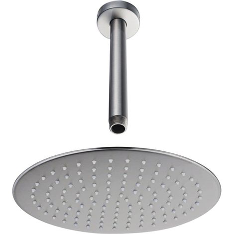 FugaFlow Eccelente Acces Douche de tête - 30cm - ronde - bras de plafond 20cm - Inox brossé PVD (Inox)