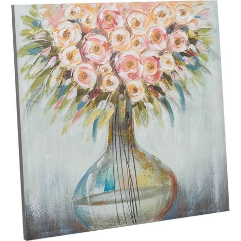 Cuadro pintado a mano con relieve blanco 80x80x3 (1/5)