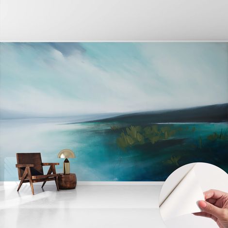 Papier peint autocollant avec imprimé pour cuisine facile à appliquer pour mur a motif Harmonie aquatique 416x254 cm (1/5)