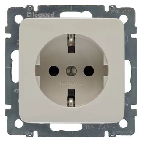 Legrand Steckdose (SL) erhöhter Berührungsschutz Creo mandelweiß 776022 (1/2)
