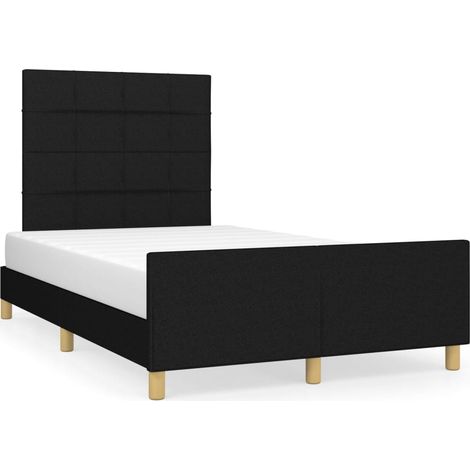 Lit double Lit adulte Cadre de lit sans matelas noir 120x190 cm tissu (1/5)