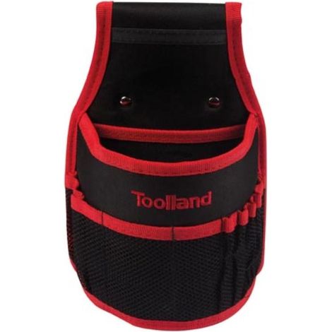 Toolland Sac à clous/outils pour ceinture, nylon, avec poches et boucles porte-marteau, noir/rouge (1/2)