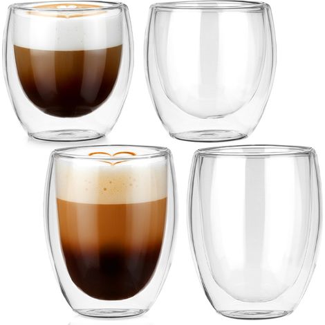 Doppelwandige Thermogläser für Kaffee und Tee 250 / 370 ml 4 Stück. (1/5)