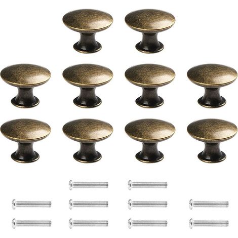 10 Boutons Porte 30mm Vintage Bronze, Poignées Tiroir Placards Cuisine (1/5)