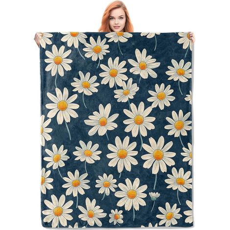 Daisy-Decke, 102 x 127 cm große Fleecedecke mit Gänseblümchenmuster, geeignet für Kinder und Erwachsene, ultraweiche und warme Wohndecke, Gänseblümchen-Geschenk.