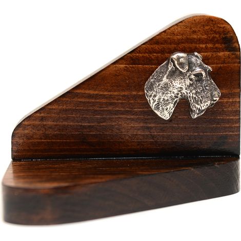 Fox terrier de pelo duro: candelabro de madera con perro, soporte para velas de té, monumento conmemorativo para perros de Art-Dog (1/5)
