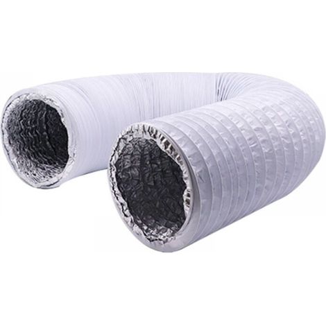 Flexibler Abluftschlauch aus PVC-Aluminium, 150 mm, 6 m Länge – Belüftungsschlauch für Dunstabzugshauben, Klimaanlagen, Wäschetrockner (ø150 mm, 6 m, weiß)