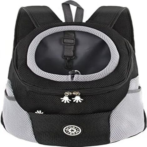 Sac À Dos Pour Chien - Respirant Avec Fond Rigide Étanche - Bretelles Rembourrées Réglables - Pliable Et Sécurisé Avec Crochet - Noir - Taille M (3-6 Kg) (1/5)