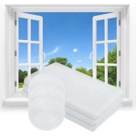 Moustiquaire fenêtre découpable 130x150cm, lot de 3, fixation velcro adhésif (1/5)
