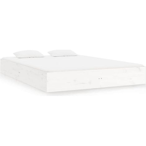 Maison Exclusive - Cadre de lit sans matelas blanc bois massif 120x200 cm (1/5)