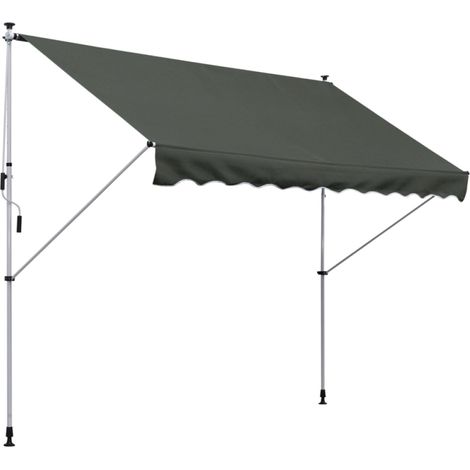 Pergola autoportante 300x150 cm – Store solaire avec manivelle, toile en polyester 180g/m² imperméable et anti-UV, hauteur réglable (1,7-2,8 m), cadre en aluminium laqué – Idéale pour terrasse et balc (1/4)